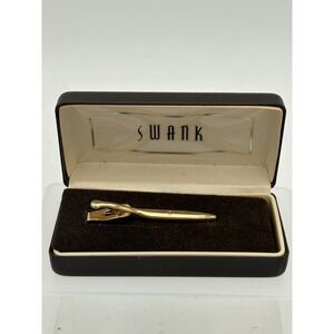 Vintage‎ Swank Gold Tone Mens Tie Bar Clip In Original Box